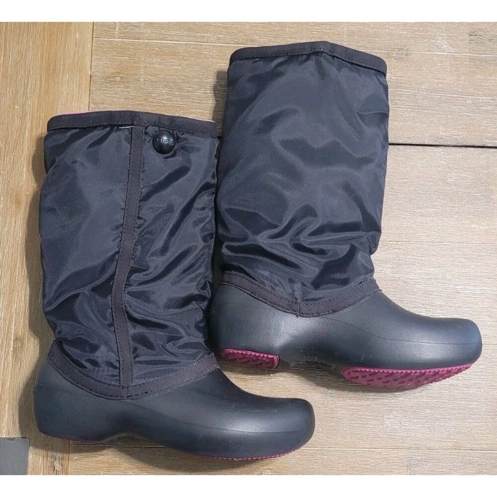 CROCS CLAIRE WINTER PUFF BOOT ALLCAST NADIA DUET SNOW SHOES Black Women's Size 8